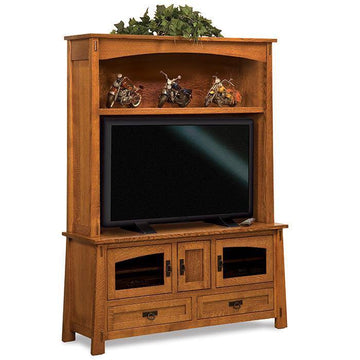 Modesto Amish TV Stand with Hutch - Charleston Amish Furniture