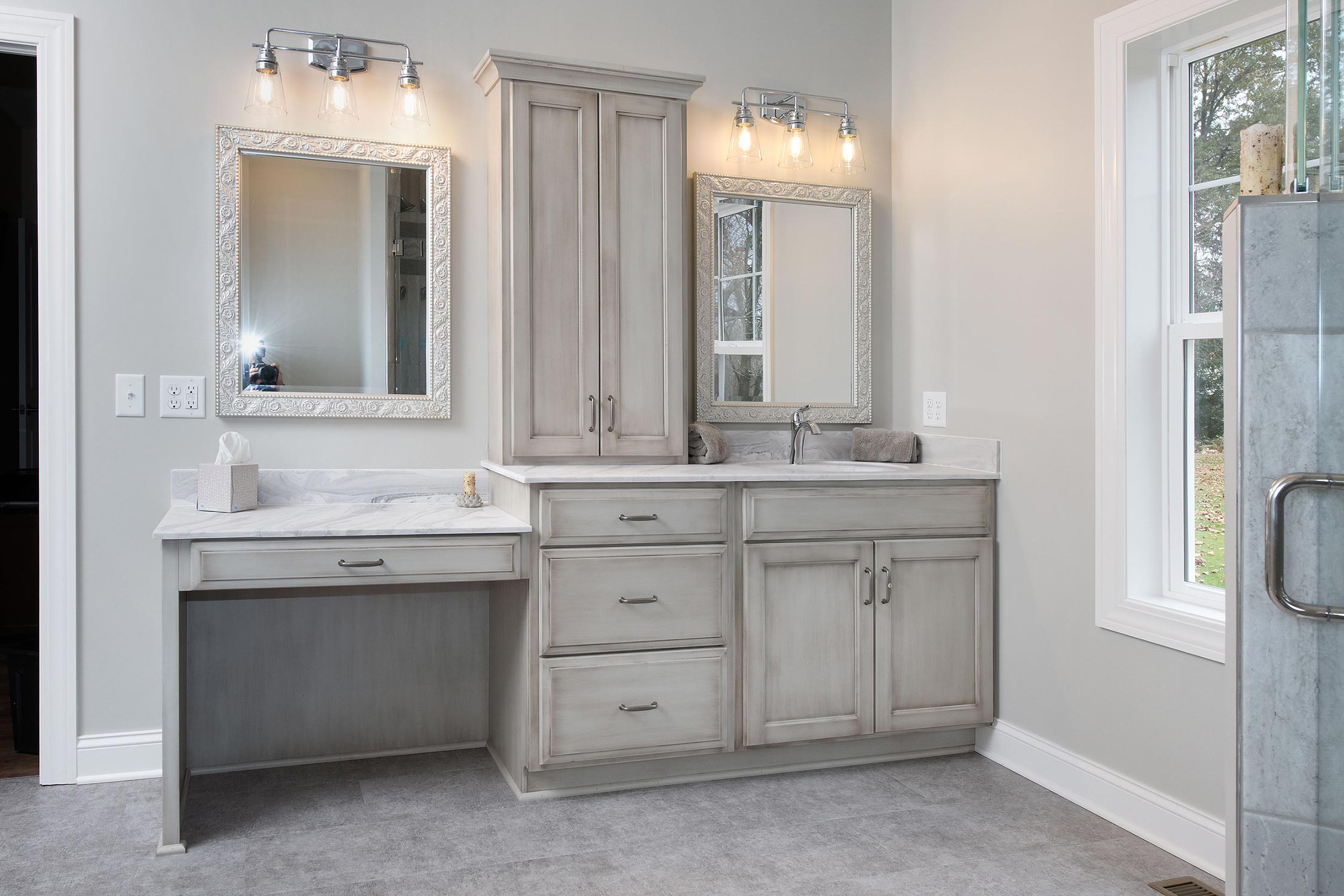Brown Maple Amish Bathroom with Cliffside Finish & Glaze