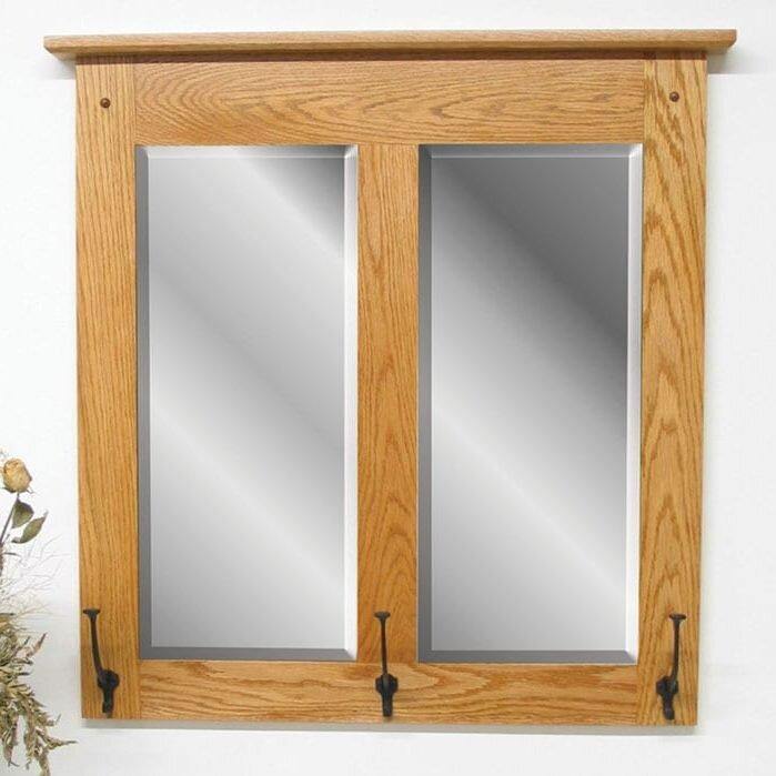 Amish Classic Mission Double Wall Mirror with Hooks - Charleston Amish Furniture