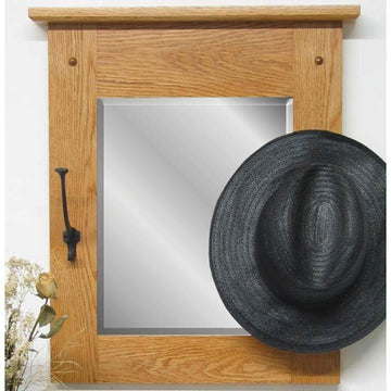 Amish Classic Mission Wall Mirror with Hooks - Charleston Amish Furniture