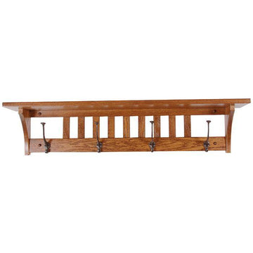 Amish Mission Shelf with Coat Hooks - Charleston Amish Furniture