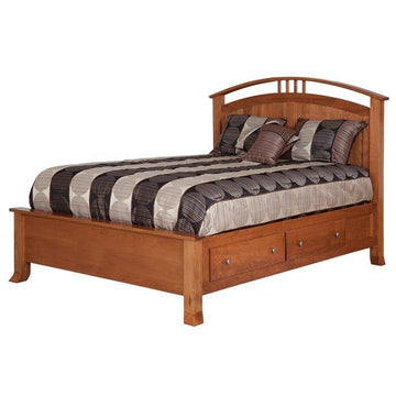 Crescent Amish Panel Bed with Drawer Unit - Charleston Amish Furniture