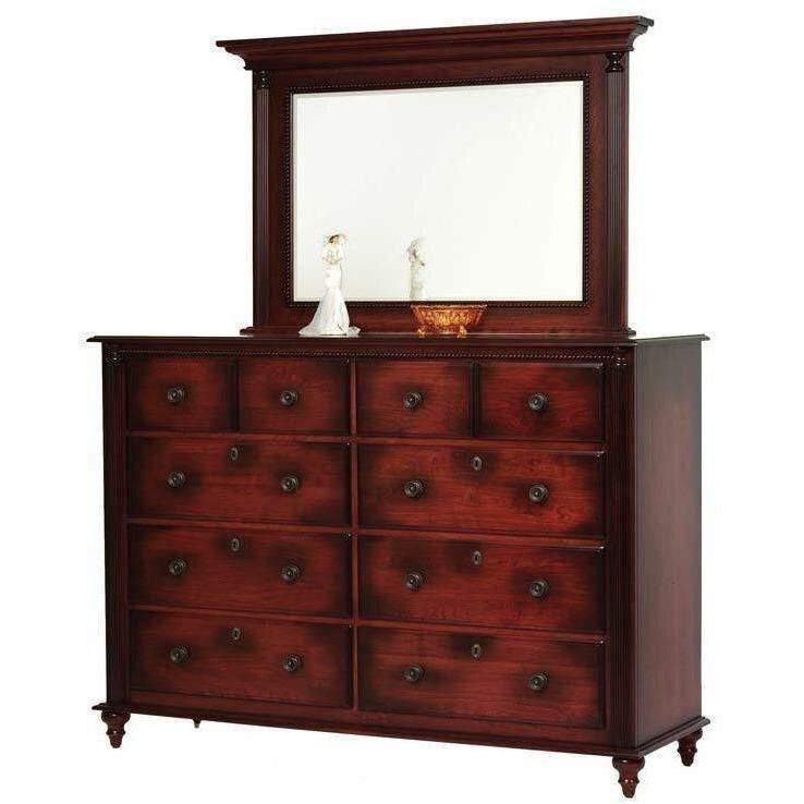 Fur Elise Amish High Dresser with Mirror - Charleston Amish Furniture