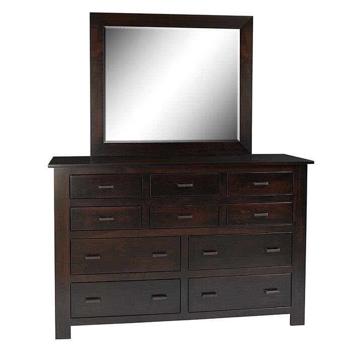 Horizon Shaker Amish High Dresser with Mirror - Charleston Amish Furniture