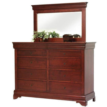 Louis Phillipe Amish High Dresser with Mirror - Charleston Amish Furniture