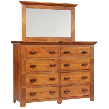 Redmond Wellington Amish High Dresser with Mirror - Charleston Amish Furniture