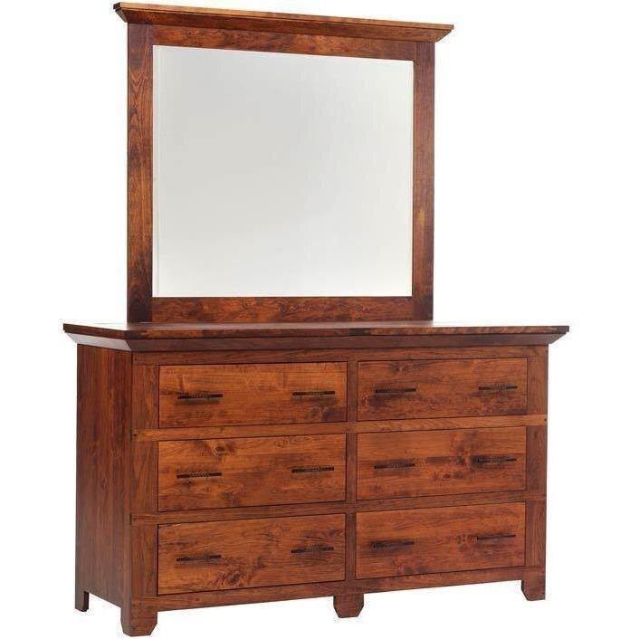 Redmond Wellington Amish Low Dresser with Mirror - Charleston Amish Furniture