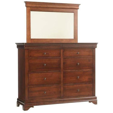 Versailles Amish High Dresser with Mirror - Charleston Amish Furniture