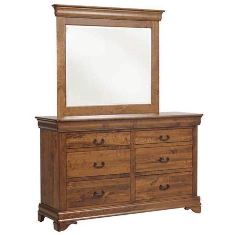 Versailles Amish Low Dresser with Mirror - Charleston Amish Furniture