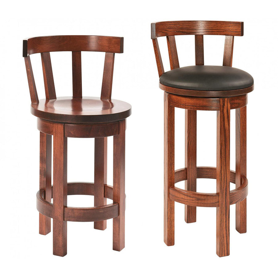 Barrel Amish Barstool with Meribeth Top - Charleston Amish Furniture