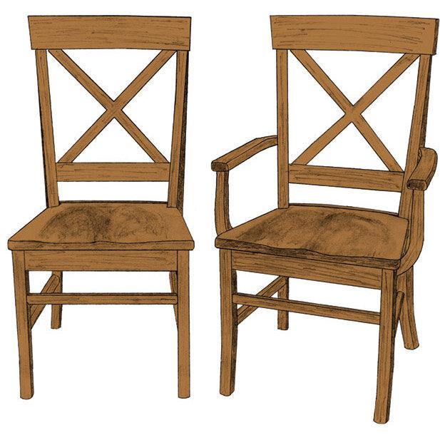 Amish Solid Wood Single X Dining Chair - Charleston Amish Furniture
