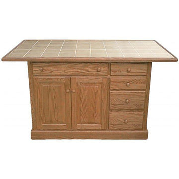 Amish Traditional Raised Panel Tile Top Island - Charleston Amish Furniture