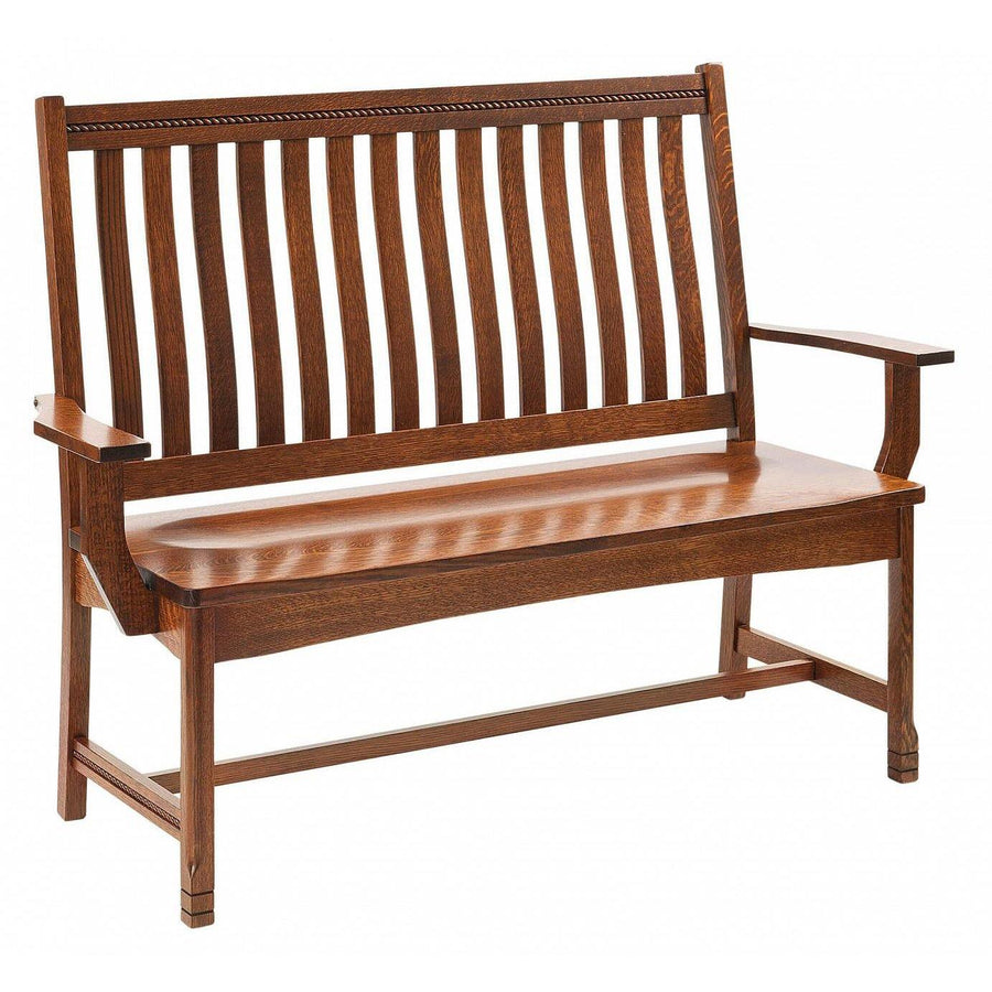 West Lake Mission Amish Bench with Back - Charleston Amish Furniture