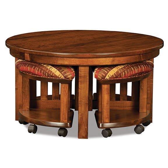 Amish Round Table Bench 5-Piece Set - Charleston Amish Furniture