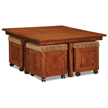 Amish Square Table Bench Set (5-Piece) - Charleston Amish Furniture