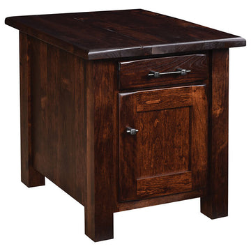 Barn Floor Amish End Table with Door - Charleston Amish Furniture