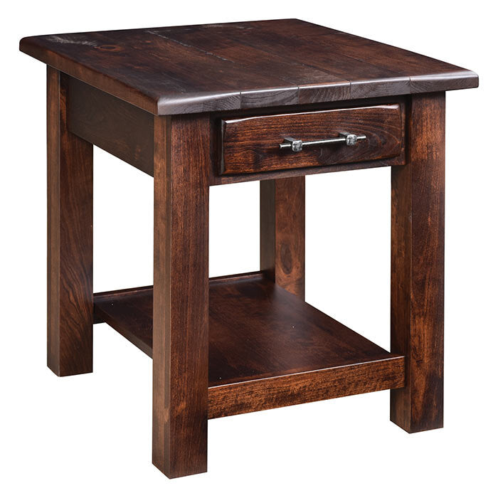 Barn Floor Amish End Table with Drawer - Charleston Amish Furniture