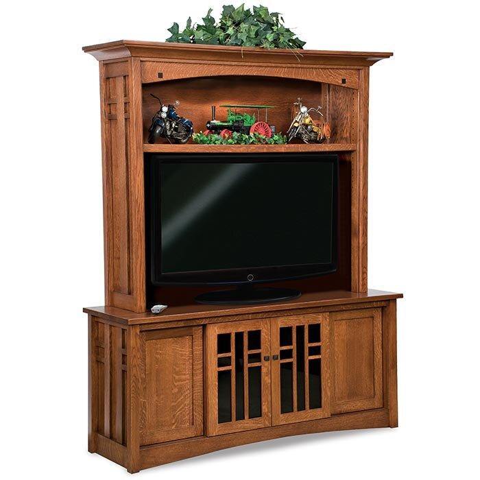 Kascade Amish TV Stand with Hutch - Charleston Amish Furniture