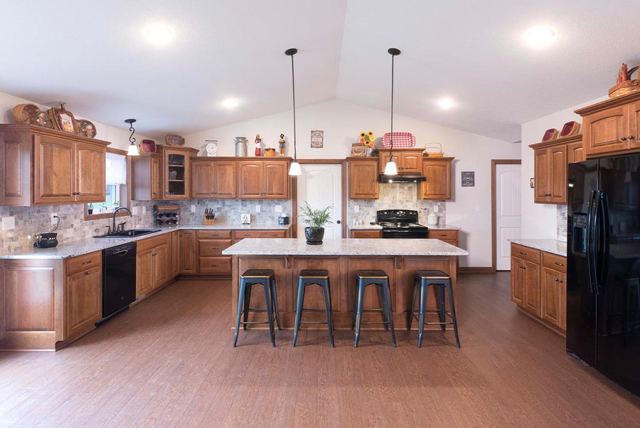 Amish-Made Cherry Wood Kitchen Cabinets with Seely Finish