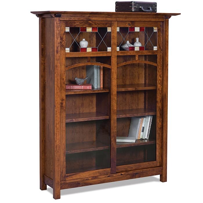 Artesa Sliding Amish Double Door Bookcase - Charleston Amish Furniture