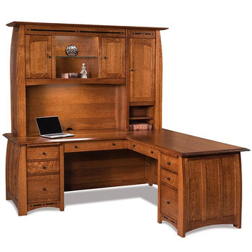 Boulder Creek Amish L-Desk with Hutch - Charleston Amish Furniture