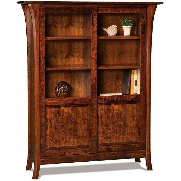 Ensenada Amish Double Bookcase with Sliding Doors - Charleston Amish Furniture