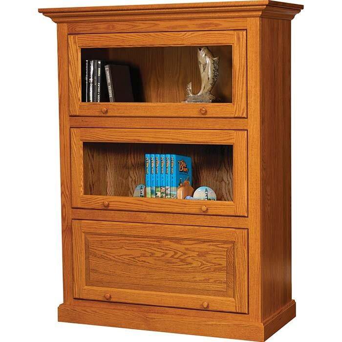 Traditional Amish Barrister 3-Door Bookcase - Charleston Amish Furniture