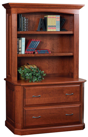 Buckingham Amish Lateral File with Bookshelf Hutch - Charleston Amish Furniture