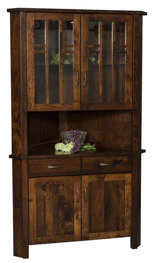 Acadia Amish Corner Hutch - Charleston Amish Furniture