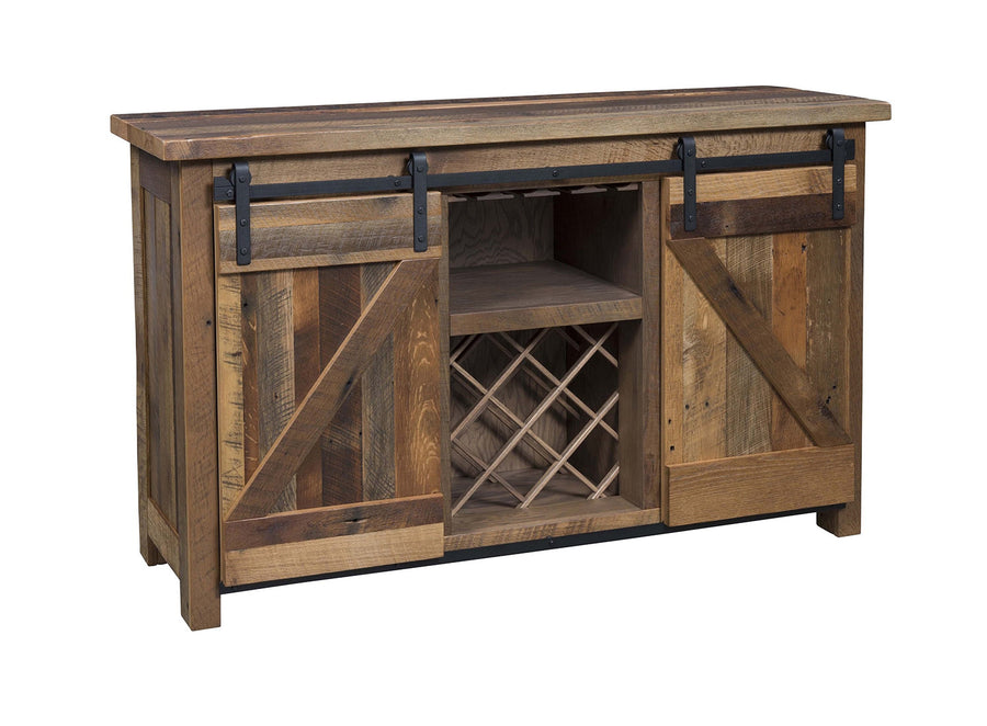 Barn Door Amish Reclaimed Wood Wine Server Table - Charleston Amish Furniture