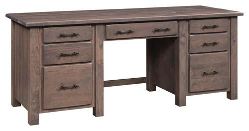 Barn Floor Amish Double Desk - Charleston Amish Furniture