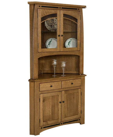 Boulder Creek Amish Corner Hutch - Charleston Amish Furniture