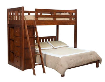 Amish Bunk Bed with Bookcase - Charleston Amish Furniture