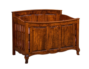 French Country Amish Solid Wood Crib with Panel Footboard - Charleston Amish Furniture