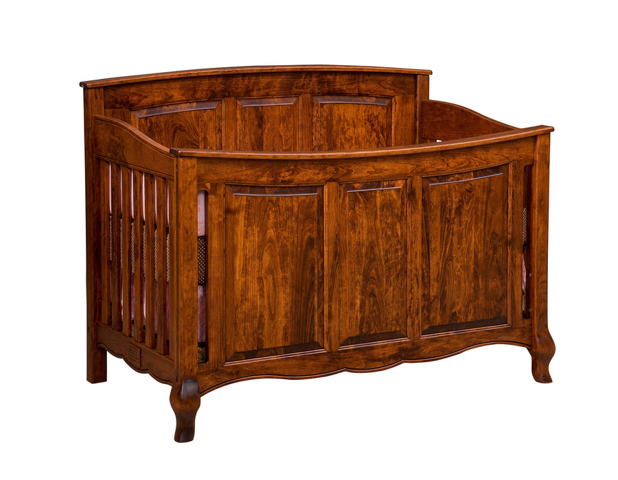 French Country Amish Solid Wood Crib with Panel Footboard - Charleston Amish Furniture