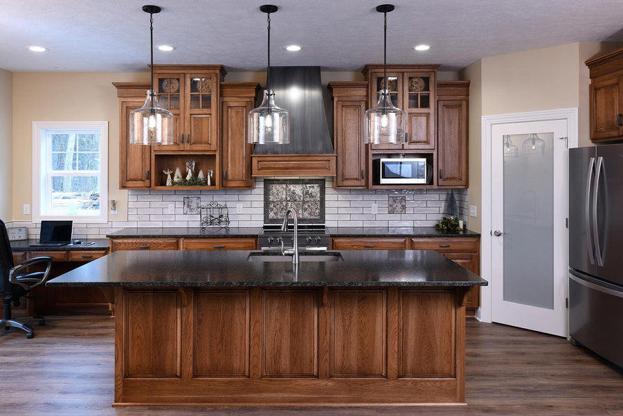 Clear Hickory Amish Cabinets with Natural Finish & Custom Glaze