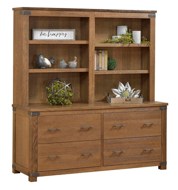 Georgetown Double Amish Lateral File & Hutch - Charleston Amish Furniture