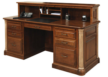 Jefferson Amish Executive Desk with Privacy Cubby - Charleston Amish Furniture
