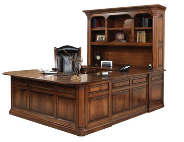Jefferson Amish U-Shaped Desk & Hutch - Charleston Amish Furniture