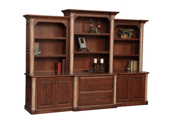 Jefferson Premier Amish Credenza & 3-Piece Hutch - Charleston Amish Furniture