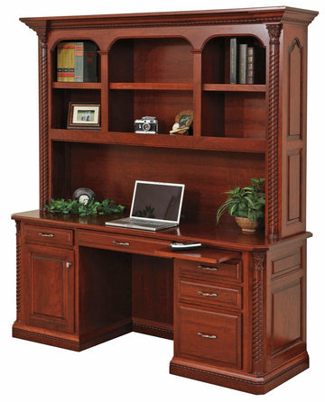 Lexington Amish Desk with Bookcase Hutch Top - Charleston Amish Furniture