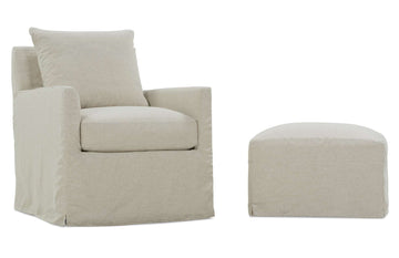 Lilah Express Slipcover Swivel Glider and Ottoman