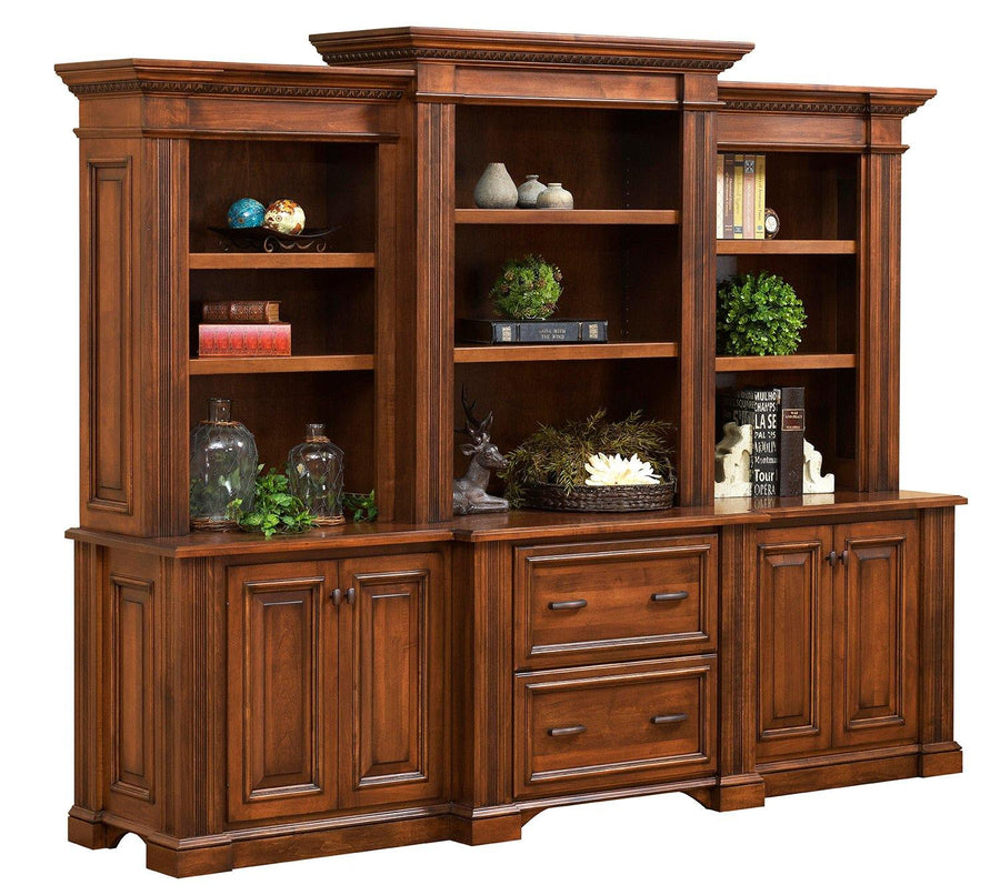 Lincoln Amish Credenza & 3-Piece Hutch - Charleston Amish Furniture