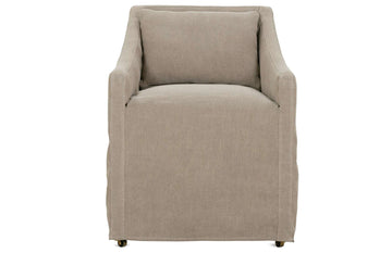 Odessa Slipcover Dining Arm Chair with Casters
