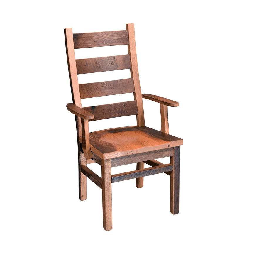 Ladderback Amish Reclaimed Wood Arm Chair - Charleston Amish Furniture