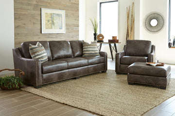 Smith Brothers 245-F Leather Sofa, Chair & Ottoman - Charleston Amish Furniture