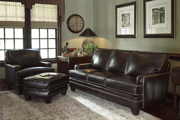 Smith Brothers 5331-A Leather Sofa, Chair & Ottoman - Charleston Amish Furniture