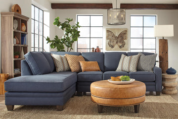 Smith Brothers 5371 Fabric Sectional & 898 Leather Ottoman - Charleston Amish Furniture