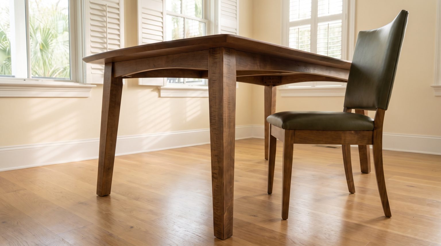 The tapered leg: A square leg narrowing toward the floor.