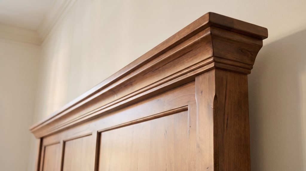The stepped cornice: Each step of the molding catches the low afternoon light.